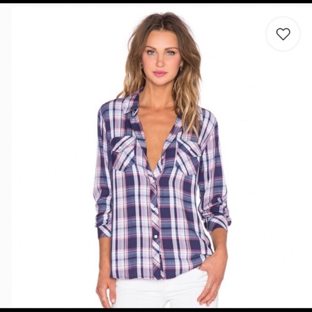 Rails Carmen Plaid Button Down Rayon Shirt XS